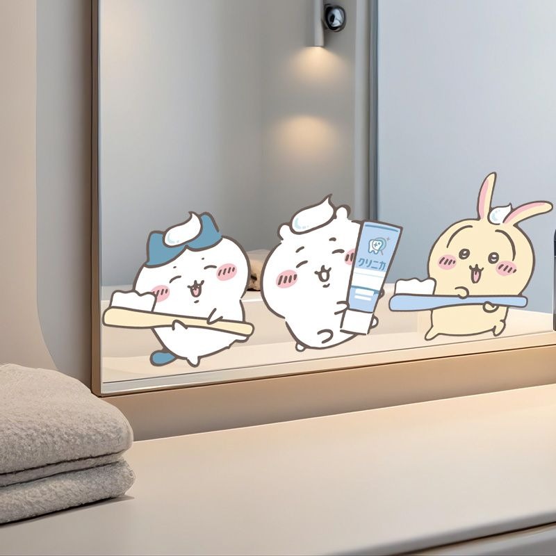Home Bathroom Vanity - Adesivi per Specchio Chiikawa, Forte Adesione,