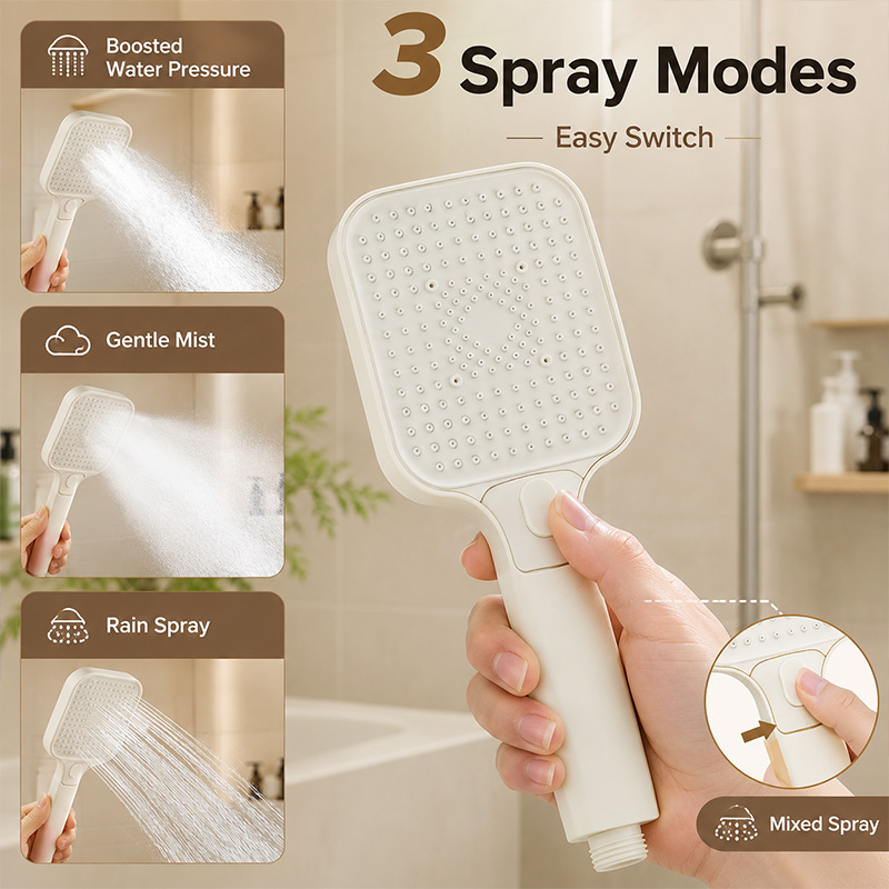 Jet Home Bathroom Accessories - Soffione Doccia Portatile Opaco a 3
