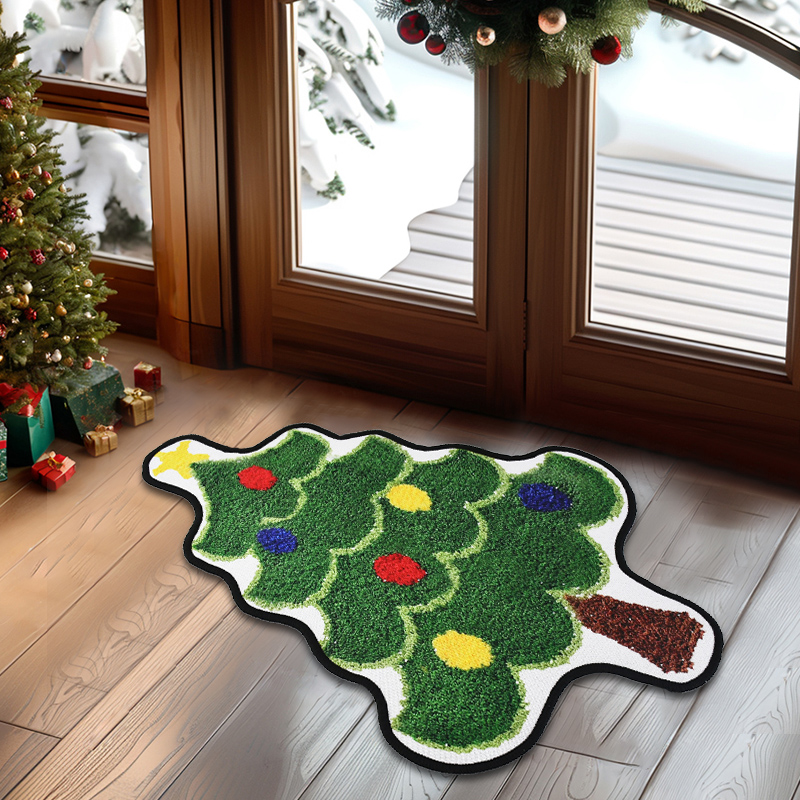 Home Bathroom Pic - 1pc Albero Di Natale Forma Tappeto