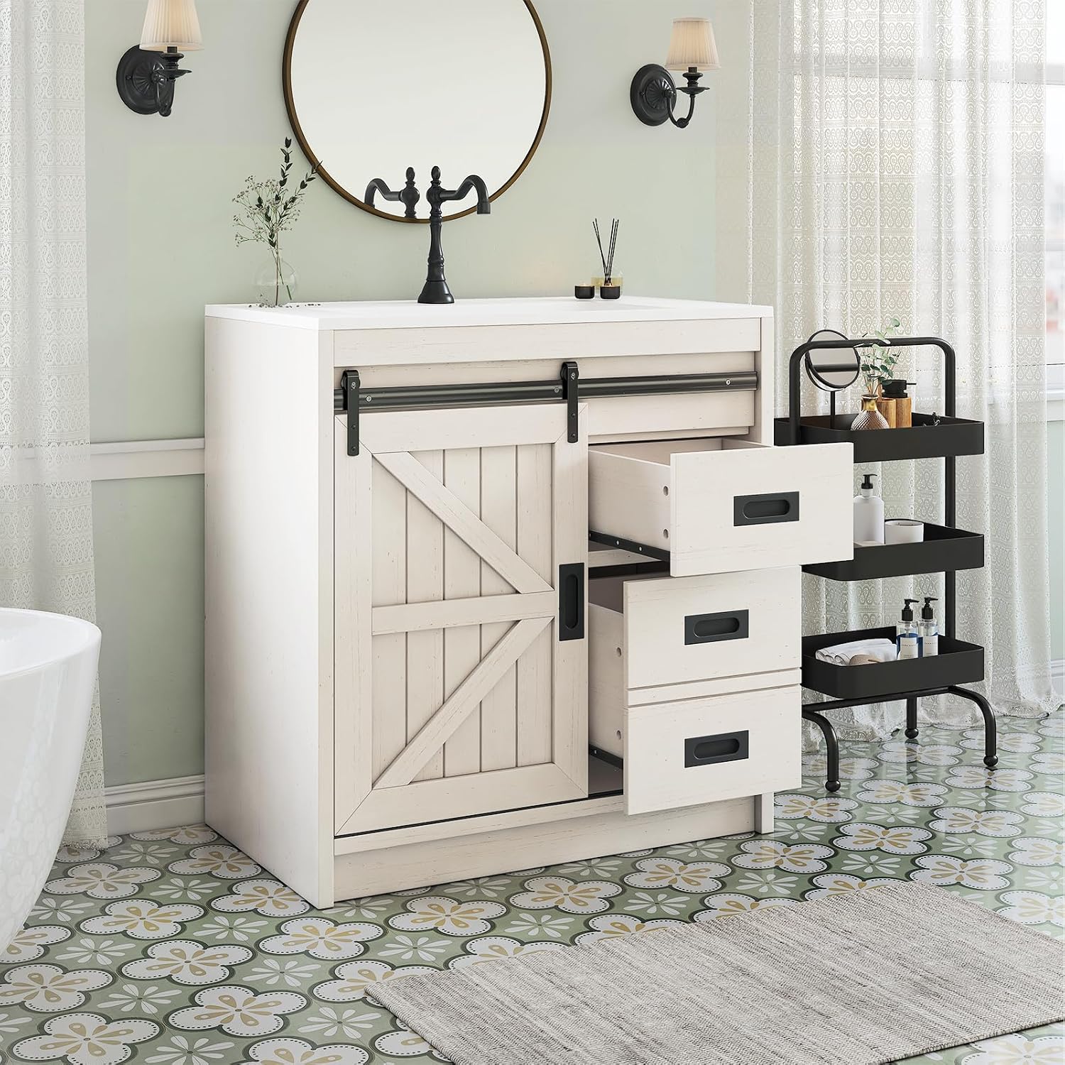 Home Bathroom Vanity - Mobile bagno grande in stile rustico