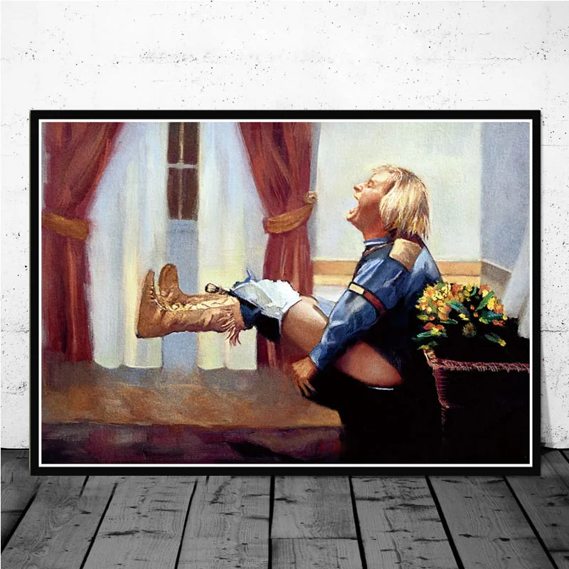 Home Movie Bathroom Scene - Divertente tela pittura a olio Muto