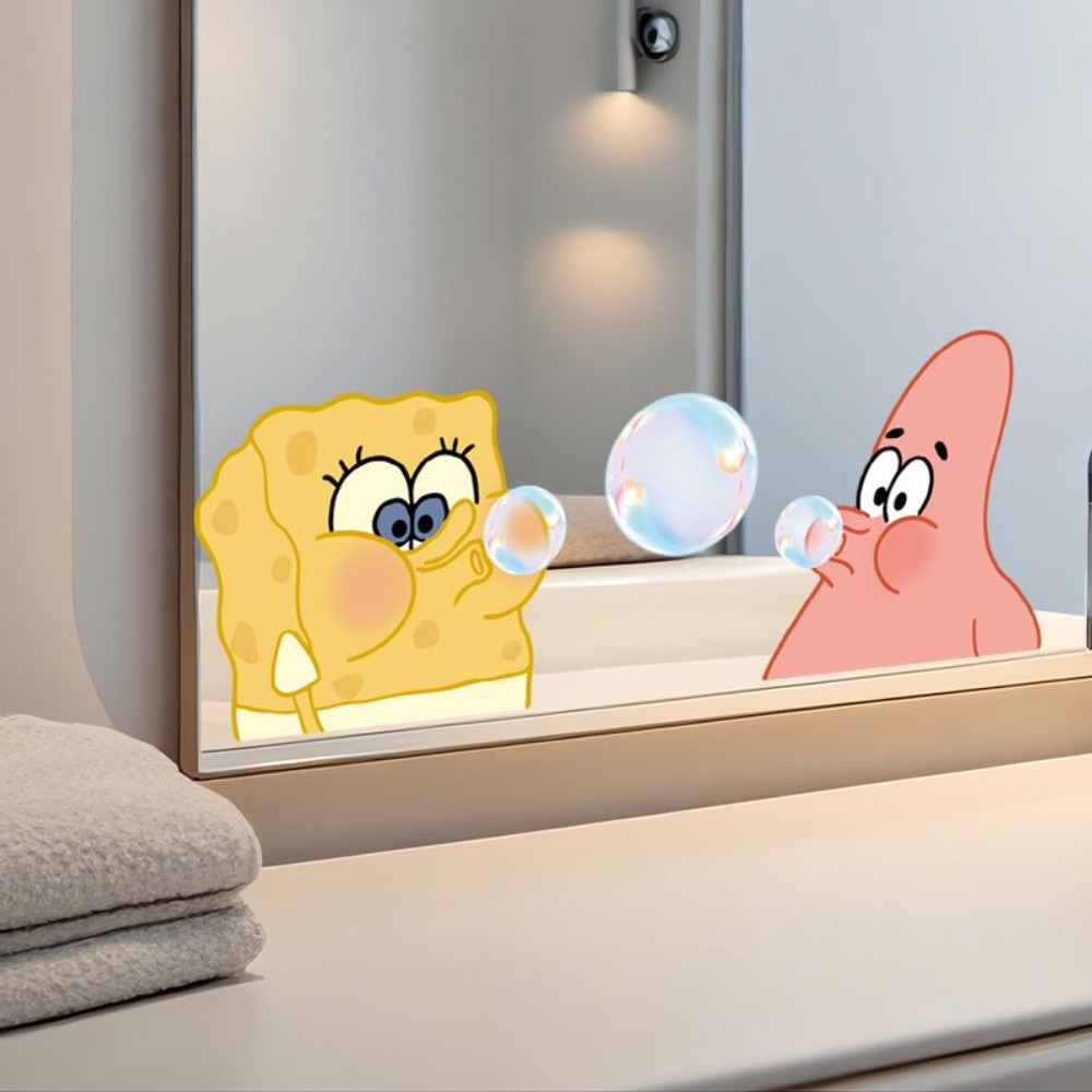 Home Bathroom Equipment - Adesivi per specchio da bagno SpongeBob